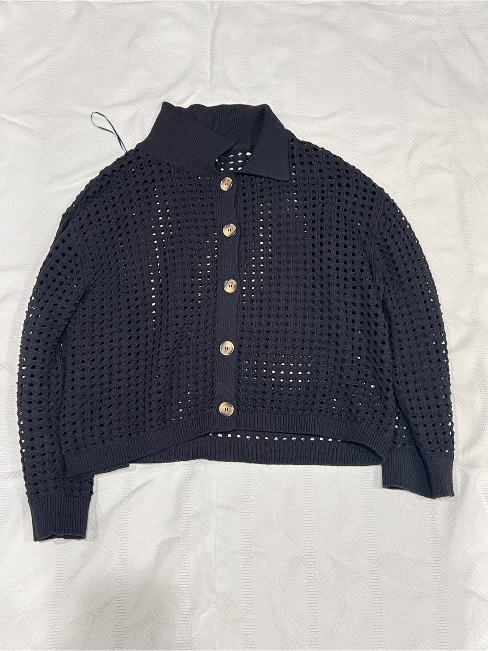 H&M Black Open Knit Button Cardigan Size XL